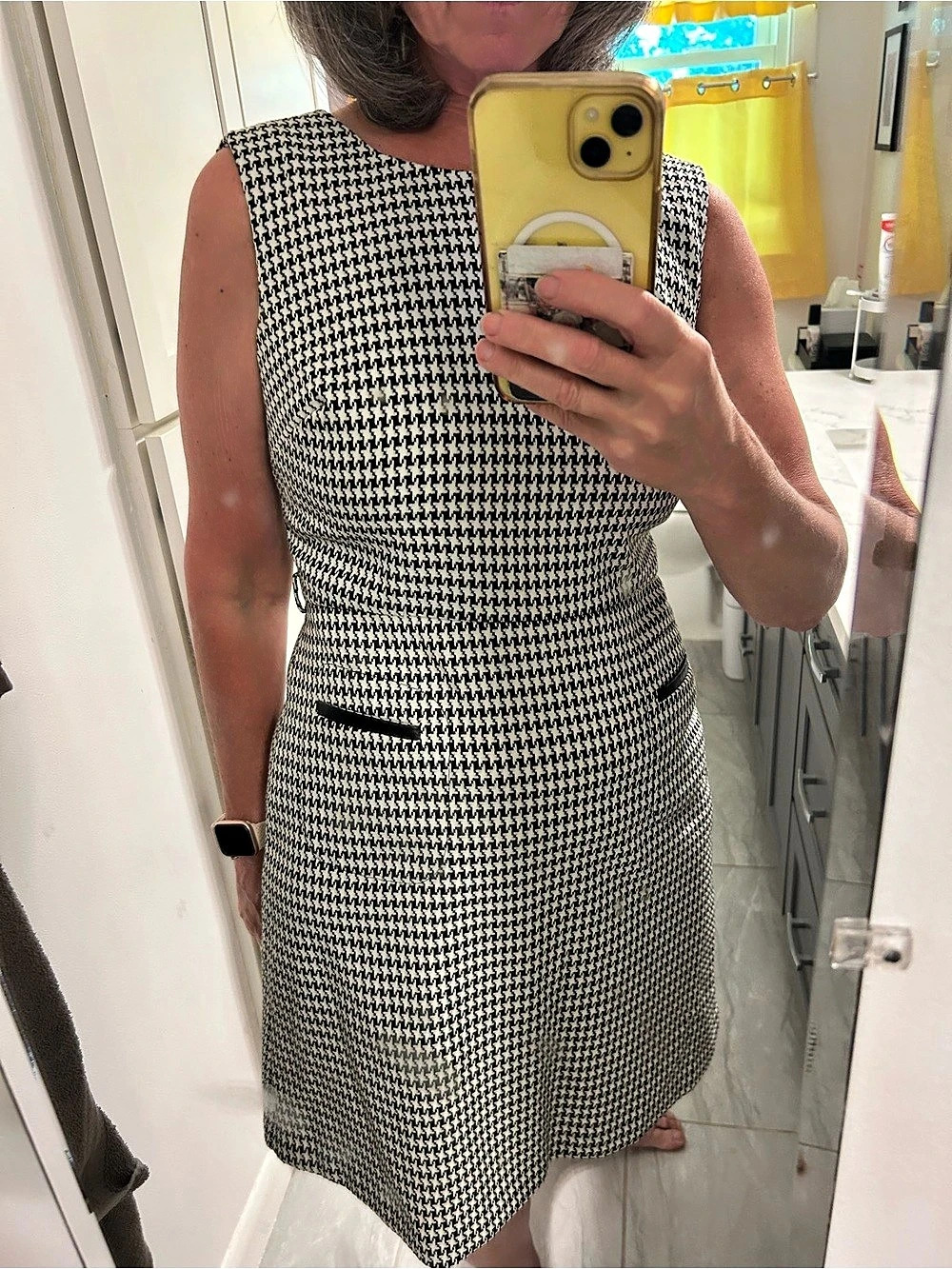 Liz Claiborne Houndstooth Mini Dress Black & White Size 8 Like New